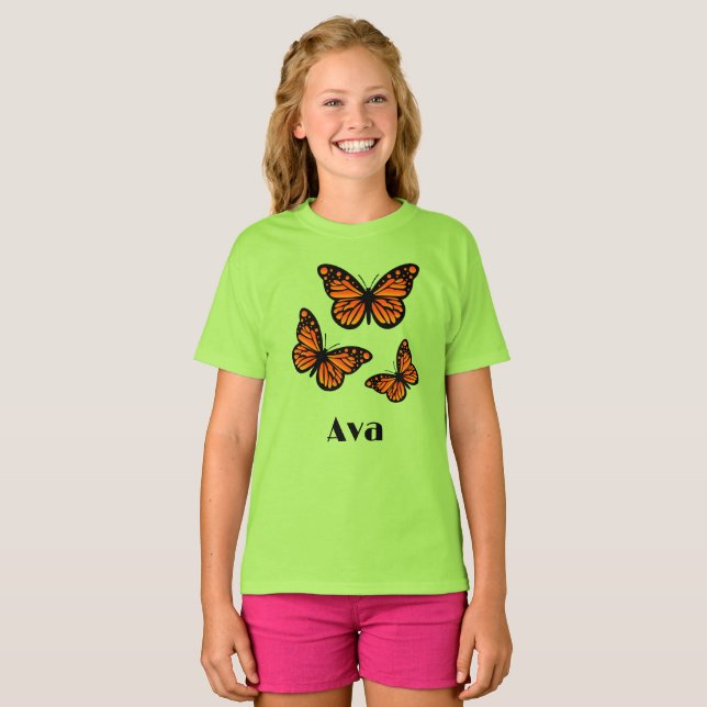 Monarch Butterfly Design - Girls' Basic T - Shirt (Vorne ganz)
