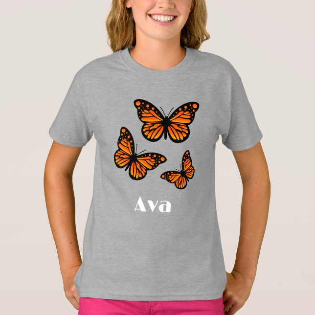 Monarch Butterfly Design - Girls' Basic T - Shirt (Vorderseite)