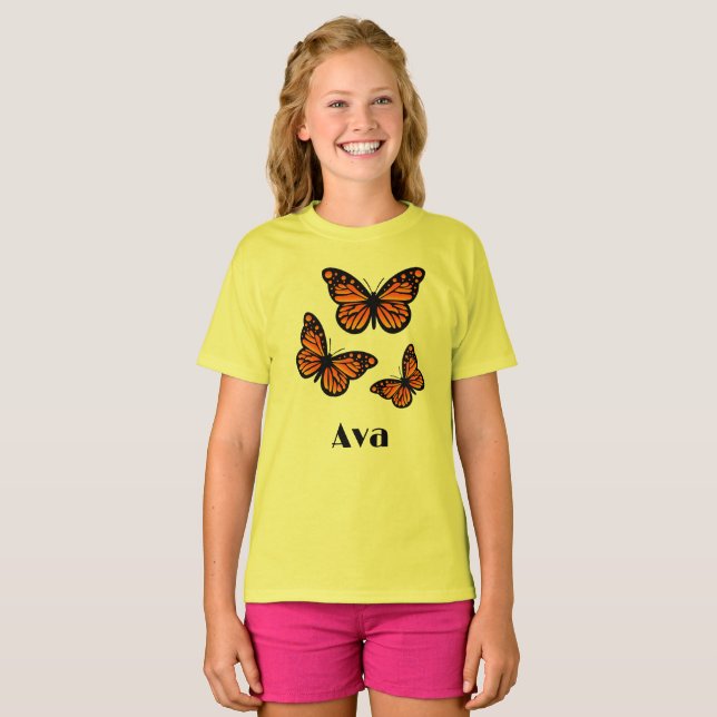 Monarch Butterfly Design - T-shirt de base pour fi (Devant entier)
