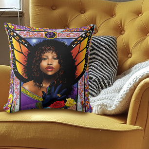 Monarch Butterfly Fairy Lila Kissen