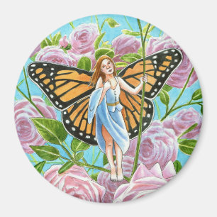 Monarch Butterfly Fairy zwischen den Rose Magnet