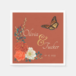Monarch Butterfly Fall Florenz Terracotta auf dem  Serviette