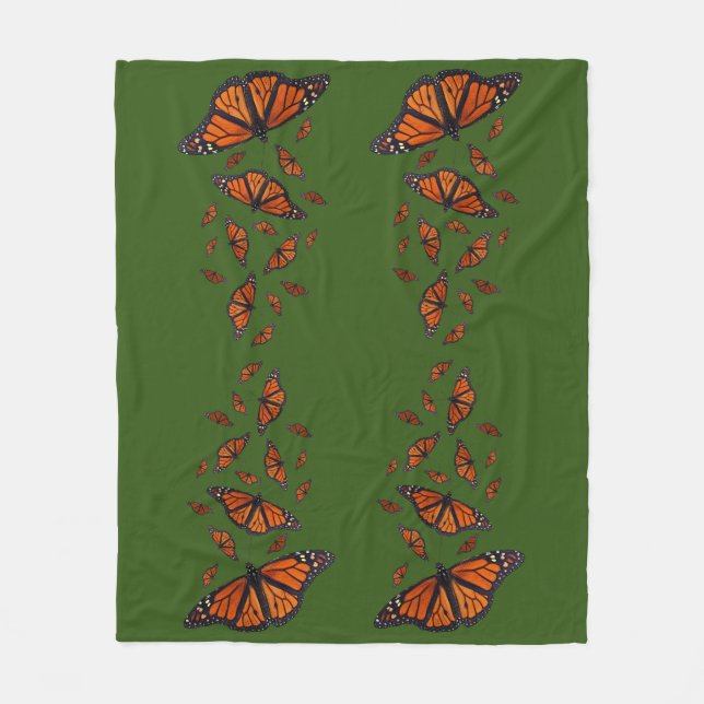 Monarch Butterfly Fleece Blanket (dunkelgrün) (Vorderseite)
