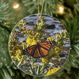 Monarch Butterfly Floral Nature Keramik Ornament