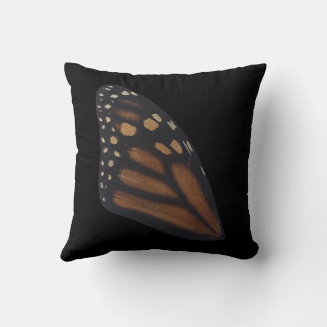 Monarch Butterfly Flügel auf schwarz Kissen (Rückseite)