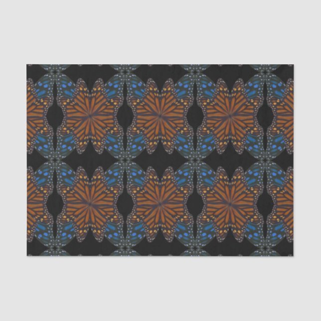Monarch Butterfly Flügel Orange und blaues Muster Seidenpapier (Vorderseite)