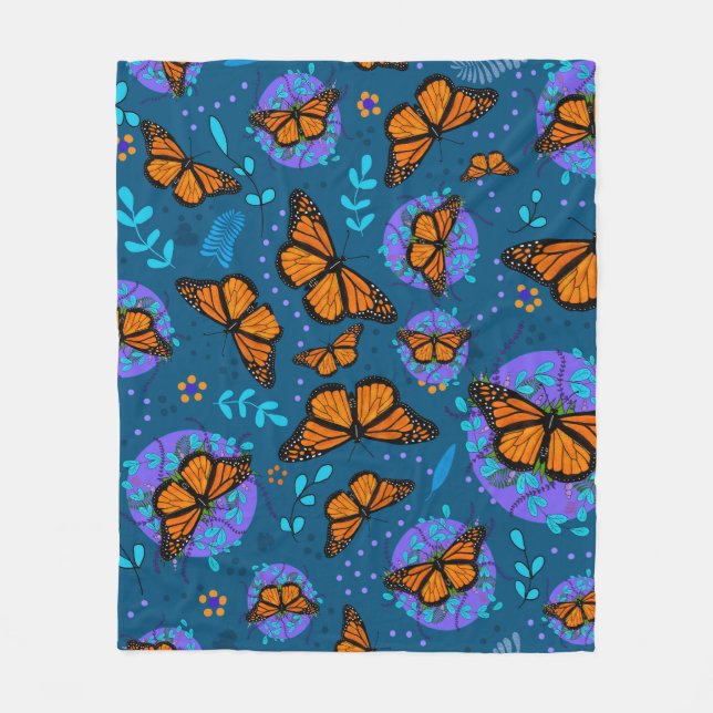 Monarch Butterfly Garden Fleecedecke (Vorderseite)
