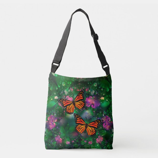 Monarch Butterfly Garden Illustration Tragetaschen Mit Langen Trägern (Vorderseite)