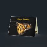 Monarch Butterfly Geburtstag Karte<br><div class="desc">Diese Geburtstagskarte zeigt eine schöne Kunstfotografie eines hübschen Monarchen Butterfly (Danaus plexippus) in den Farben Orange,  Gelb,  Gold,  Schwarz,  Braun und Weiß.  Die fabelhaften Markierungen ähneln einem künstlerisch abstrakten Muster.  Was für eine wunderbare Karte für einen Entomologen oder Schmetterlingenthusiasten!</div>