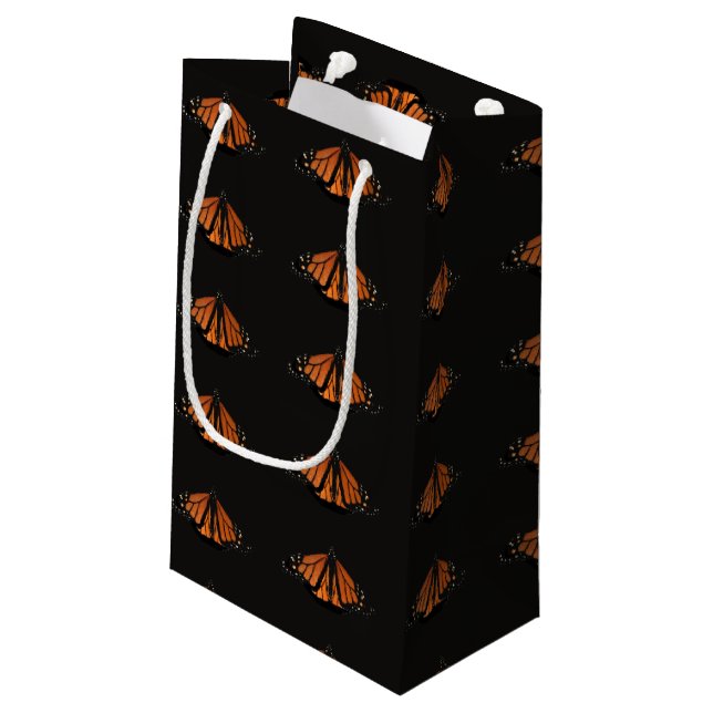 Monarch Butterfly im Schlüssel von Orange Kleine Geschenktüte (Rückseite Schrägansicht)