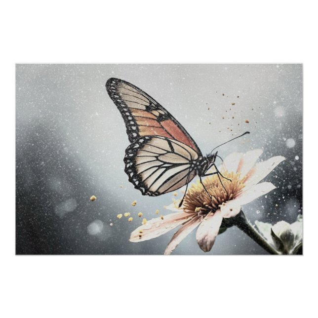 *~* Monarch Butterfly Künstlerische kreative Blume Poster (Vorderseite)