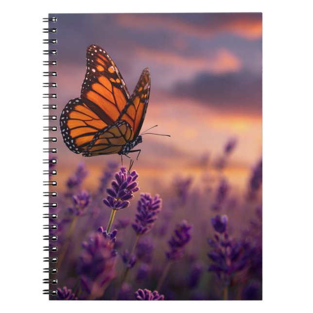 Monarch Butterfly Lavendel-Notebook Notizblock (Vorderseite)