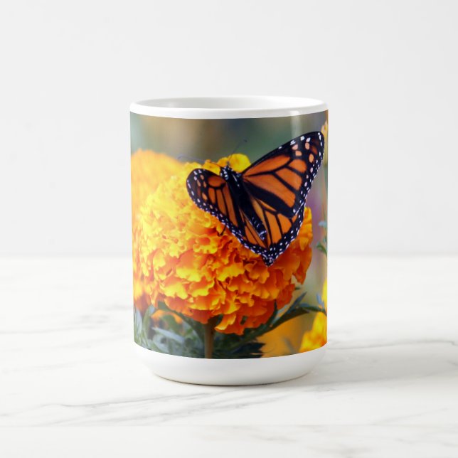 Monarch Butterfly Marigold Foto Kaffeetasse (Mittel)