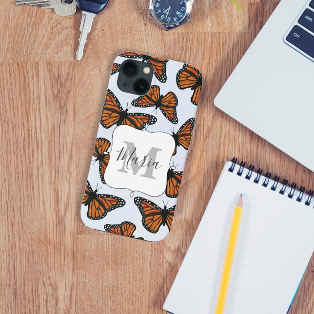 Monarch Butterfly Monogram Botanical Girl Case-Mate iPhone Hülle (Von Creator hochgeladen)