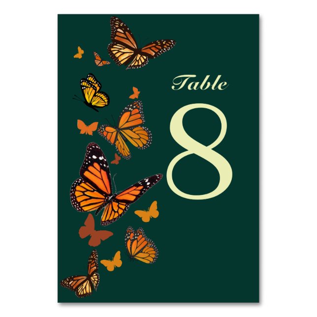 Monarch Butterfly-Monogramm Hochzeit im Herbst Tischnummer (Vorderseite)