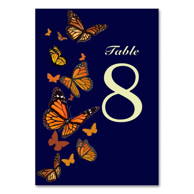 Monarch Butterfly-Monogramm Hochzeit im Herbst Tischnummer (Vorderseite)