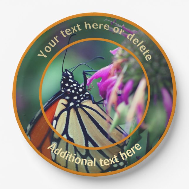 Monarch Butterfly Natur Personalisiertes Party Pappteller (Vorderseite)