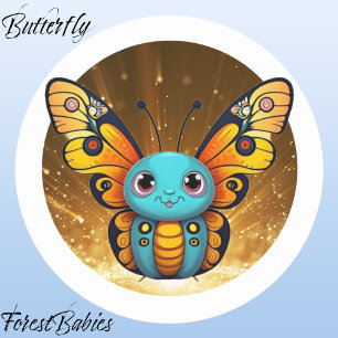 Monarch Butterfly 🦋 Niedliche farbige Flügel Graf Runder Aufkleber