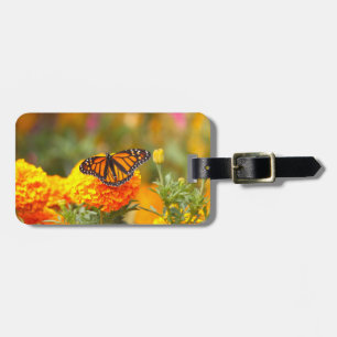 Monarch Butterfly Orange Marigold Foto Gepäckanhänger