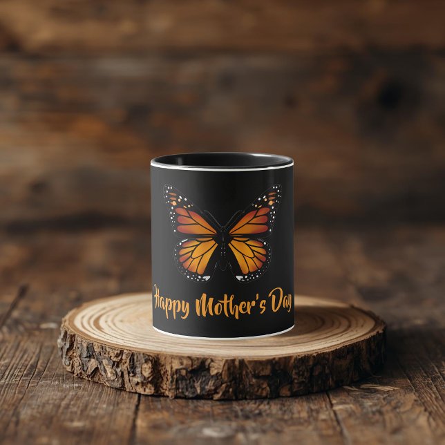 Monarch Butterfly Personalized Black Mug Tasse (Von Creator hochgeladen)