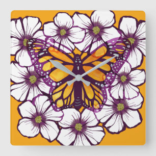 Monarch Butterfly Quadratische Wanduhr