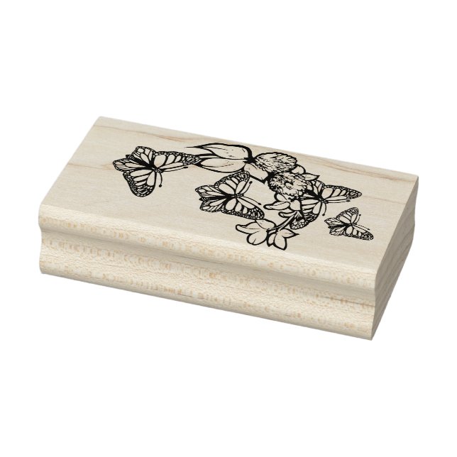 Monarch Butterfly Red Clover Nature Gummistempel (Stempel)