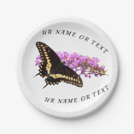 Monarch Butterfly ( schwarz / gelb ) auf Lilie Pappteller