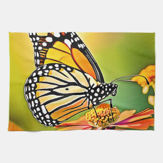 Monarch Butterfly Sip Design Geschirrtuch (Horizontal)