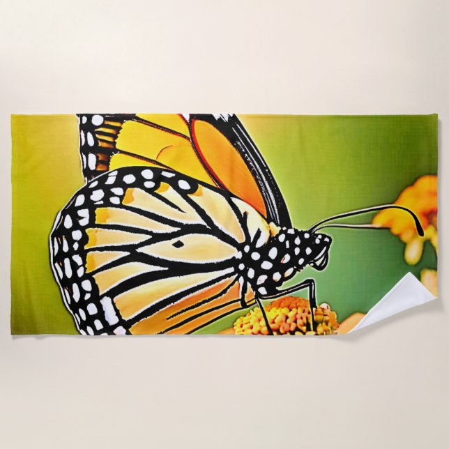 Monarch Butterfly Sip Design Strandtuch (Vorderseite)
