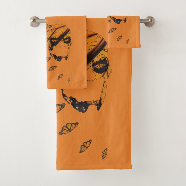 Monarch Butterfly Skulls Set Handtuch Kunst Wohnge (Insitu)