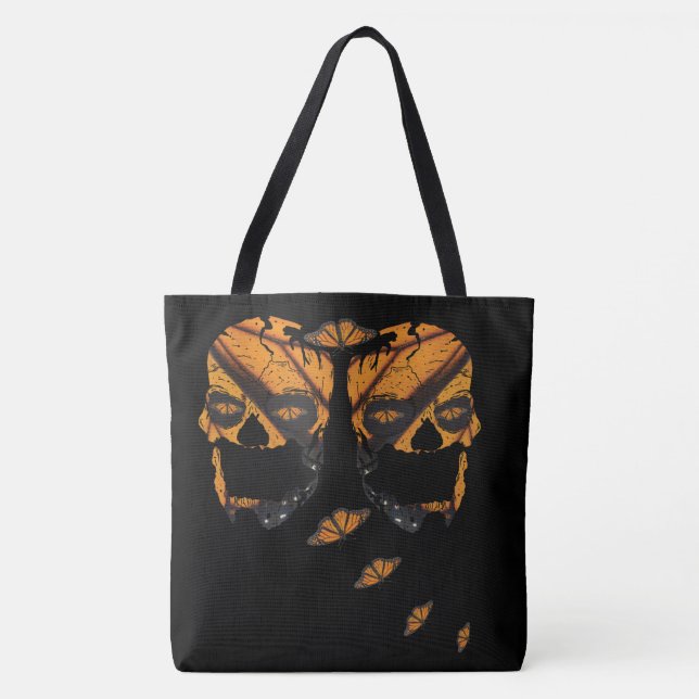 Monarch Butterfly Skulls Tote Bag Tasche (Vorderseite)