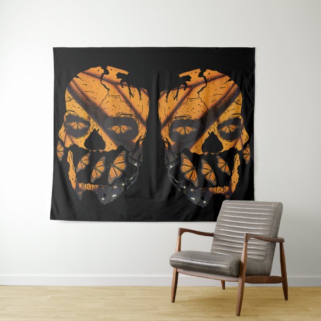 Monarch Butterfly Skulls Wandteppich (Beispiel (Horizontal))