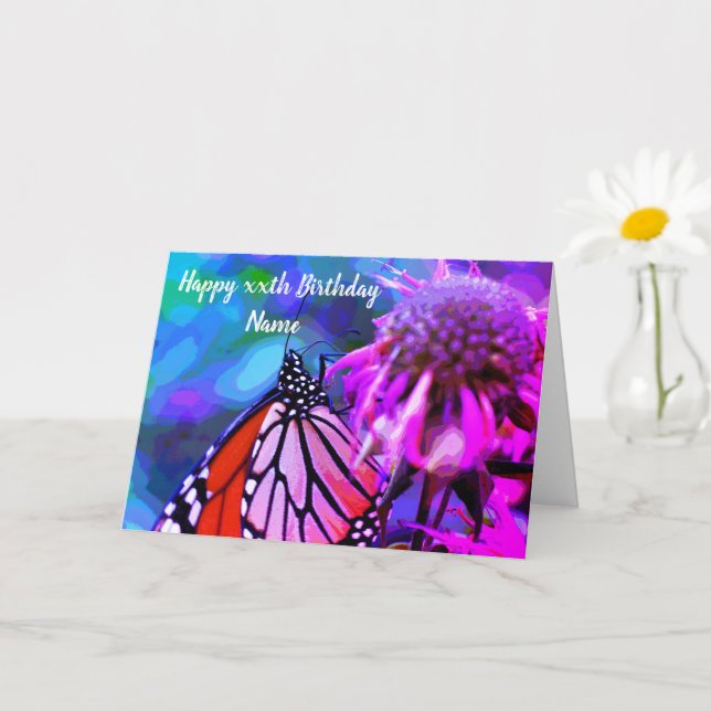 Monarch Butterfly Über die Blume Karte (Kleine Pflanze)