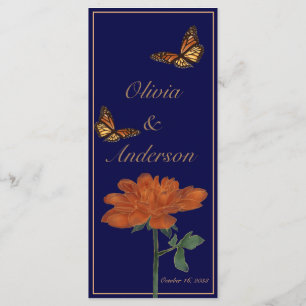 Monarch Butterfly und Dalila Ivory Wedding Menükarte