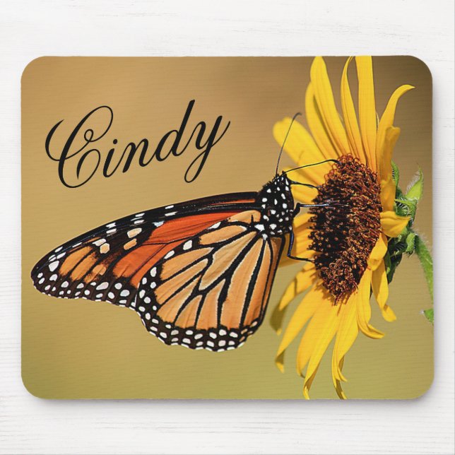 Monarch Butterfly und Sonnenblumenmaus Mousepad (Vorne)