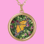 Monarch Butterfly Vergoldete Kette<br><div class="desc">Ein Monarchen Schmetterling zwischen bunten Wildblumen mit Flügelbreiten Streifen wird auf dieser wunderschönen Anhängerhalskette gefangen. Für viele Menschen auf der ganzen Welt ist der Schmetterling symbolisch für Veränderung, Hoffnung, Transformation und Leben und diese wunderschöne hängende Halskette erfasst all diese aufregenden, lebenserhaltenden Gefühle. Dieses Bild ist eine originelle Naturfotografie von JLW_FOTOGRAFIE...</div>