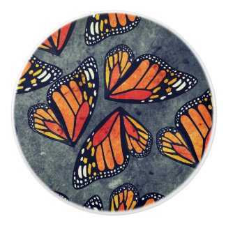 Monarch Butterfly Wings Trio Grey Marbled Keramikknauf