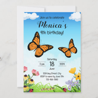 Monarch Butterfly zum Geburtstag Einladung