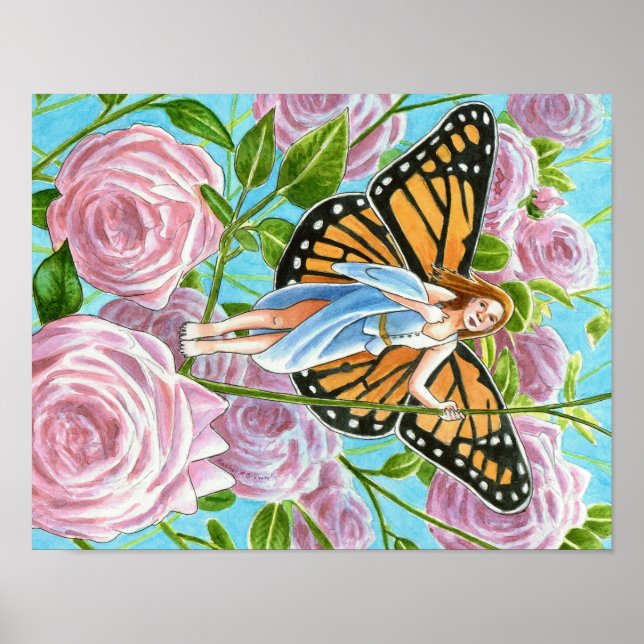 Monarch Fairy amongst the Roses Poster (Vorne)