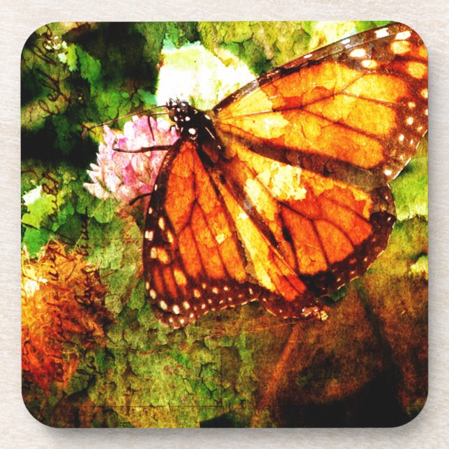Monarch Grunge Getränkeuntersetzer (Vorderseite)