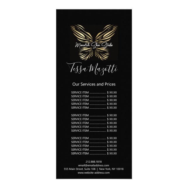 Monarch Hair Makeup Lashes Nail Wax Logo Black Rac Werbekarte (Hinten)