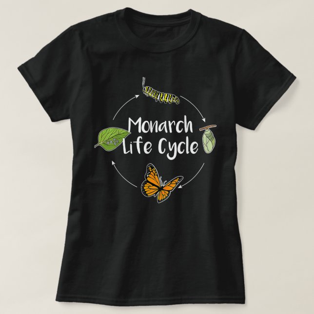 Monarch Life Cycle - Schmetterling-Raupe T-Shirt (Design vorne)