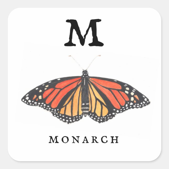 Monarch "M" Quadratischer Aufkleber (Vorderseite)