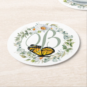 Monarch Monogram Paper-Untersetzer Runder Pappuntersetzer