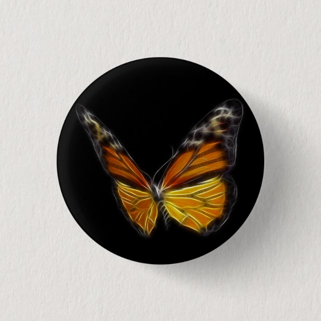 Monarch-orange Schmetterlings-Fliegen-Insekt Button (Vorderseite)