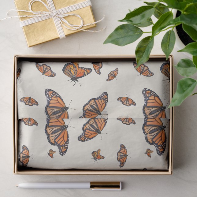 Monarch Orange Schmetterlingsmuster Seidenpapier (Geschenk)