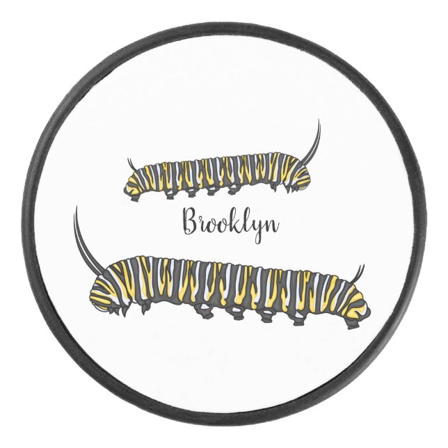 Monarch Raupe Cartoon Eishockey Puck (Vorderseite)