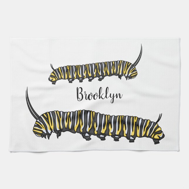 Monarch Raupe Cartoon Geschirrtuch (Horizontal)