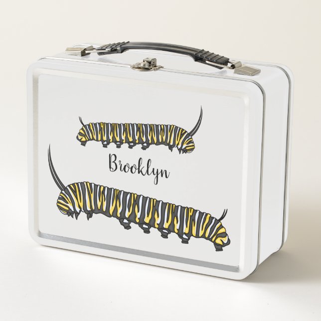 Monarch Raupe Cartoon Metall Brotdose (Vorderseite)