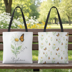 Monarch-Schmetterling Gänseblümchen Wähle Freude T Tasche